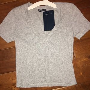 Grey brandy v-neck t shirt